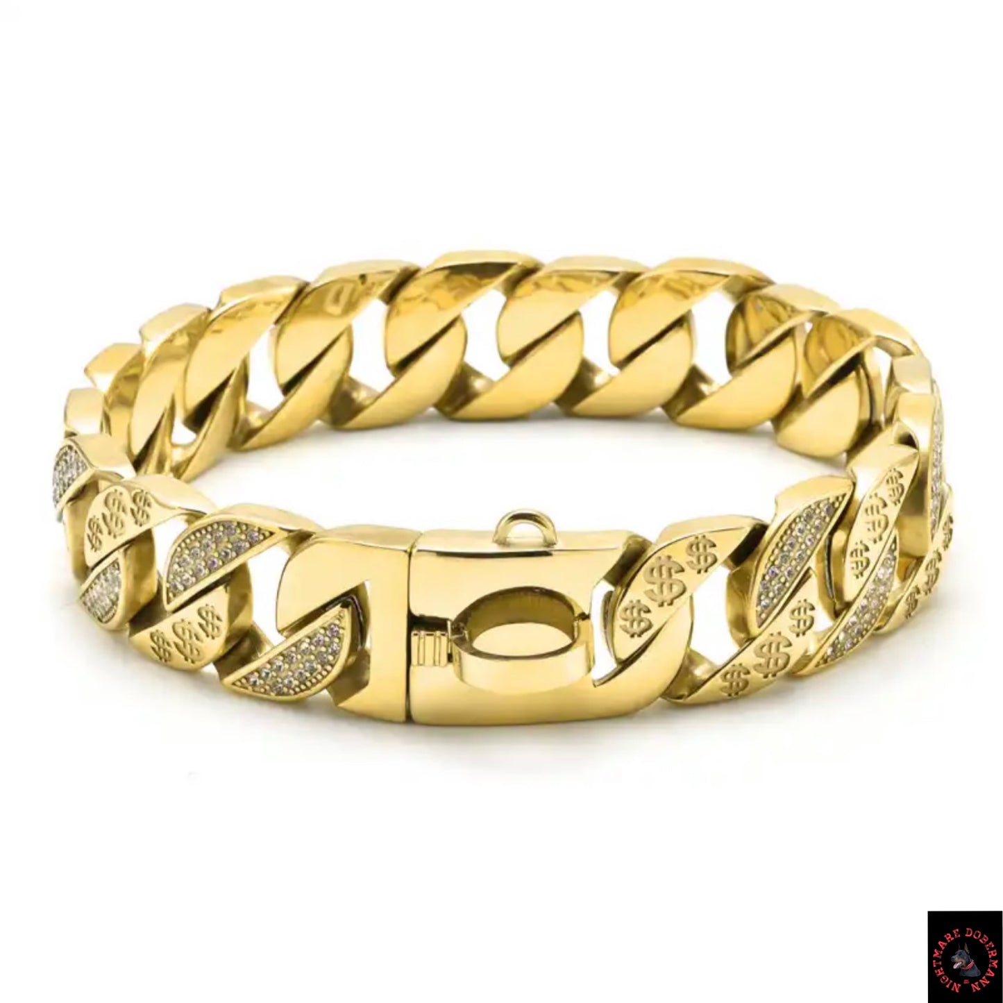 Cuban Collar Gold With Diamond's Link 32mm