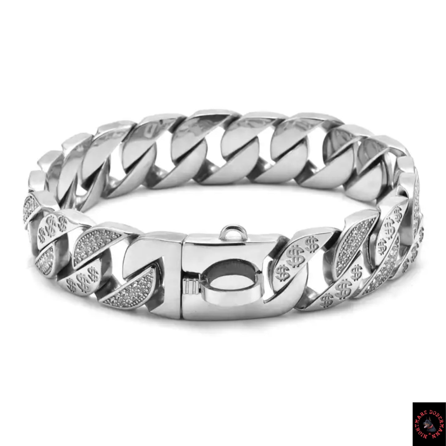 Cuban Collar Silver With Diamond's Link 32mm