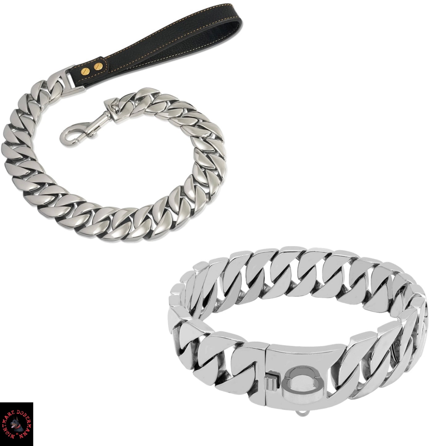 Silver Luxury Dog Collar + Luxury Silver Leash Bundle