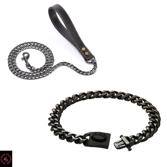 Mini Luxury Black Collar + Mini Luxury Black Leash