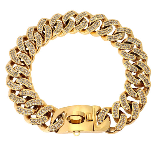 32MM Luxury Gold Collar Chain with Diamonds