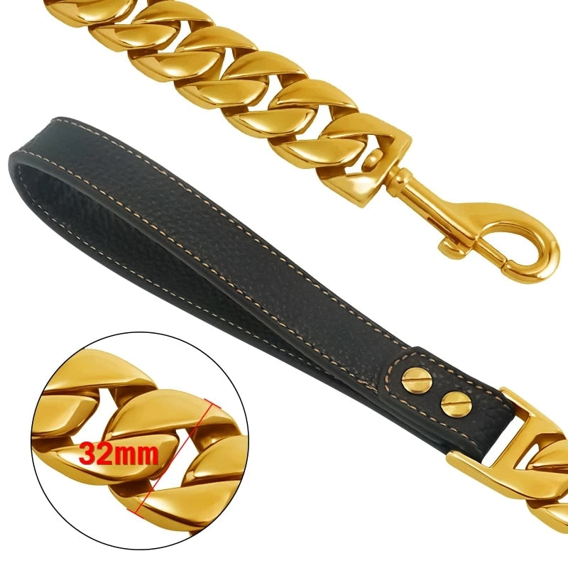 32MM Luxury Gold Chain Leash
